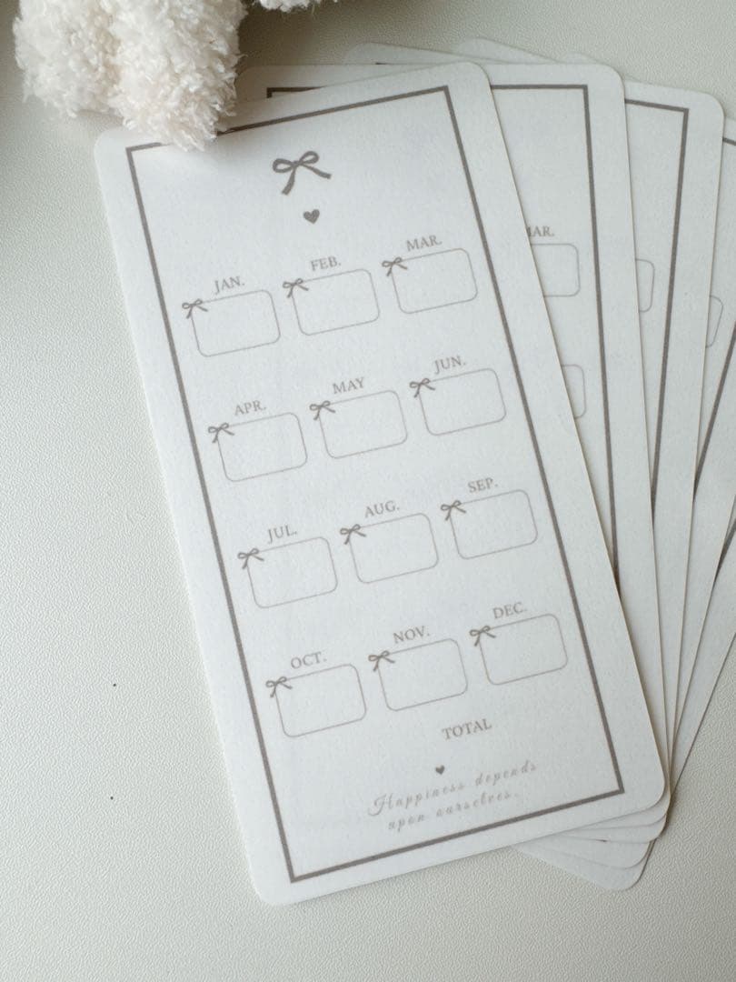 A6リフィル グレーリボン month checksheet 5枚1400円