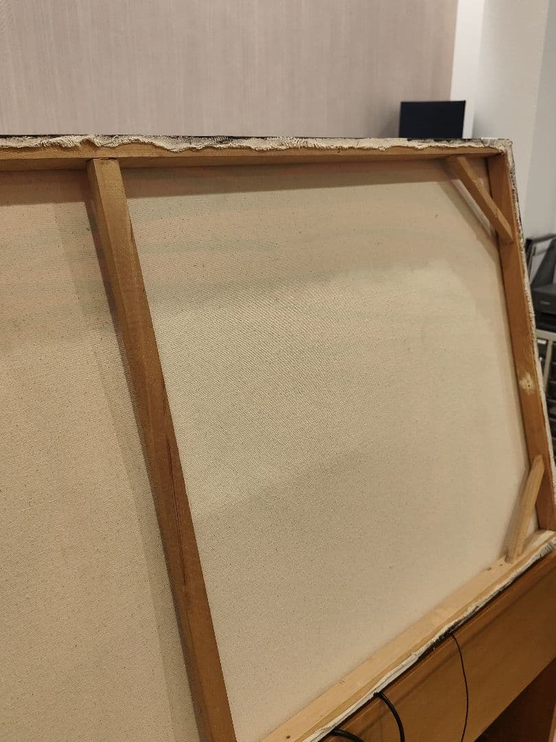 大型アート画「Red Veil / 沈黙の眼差し」150×70cm／現代アート