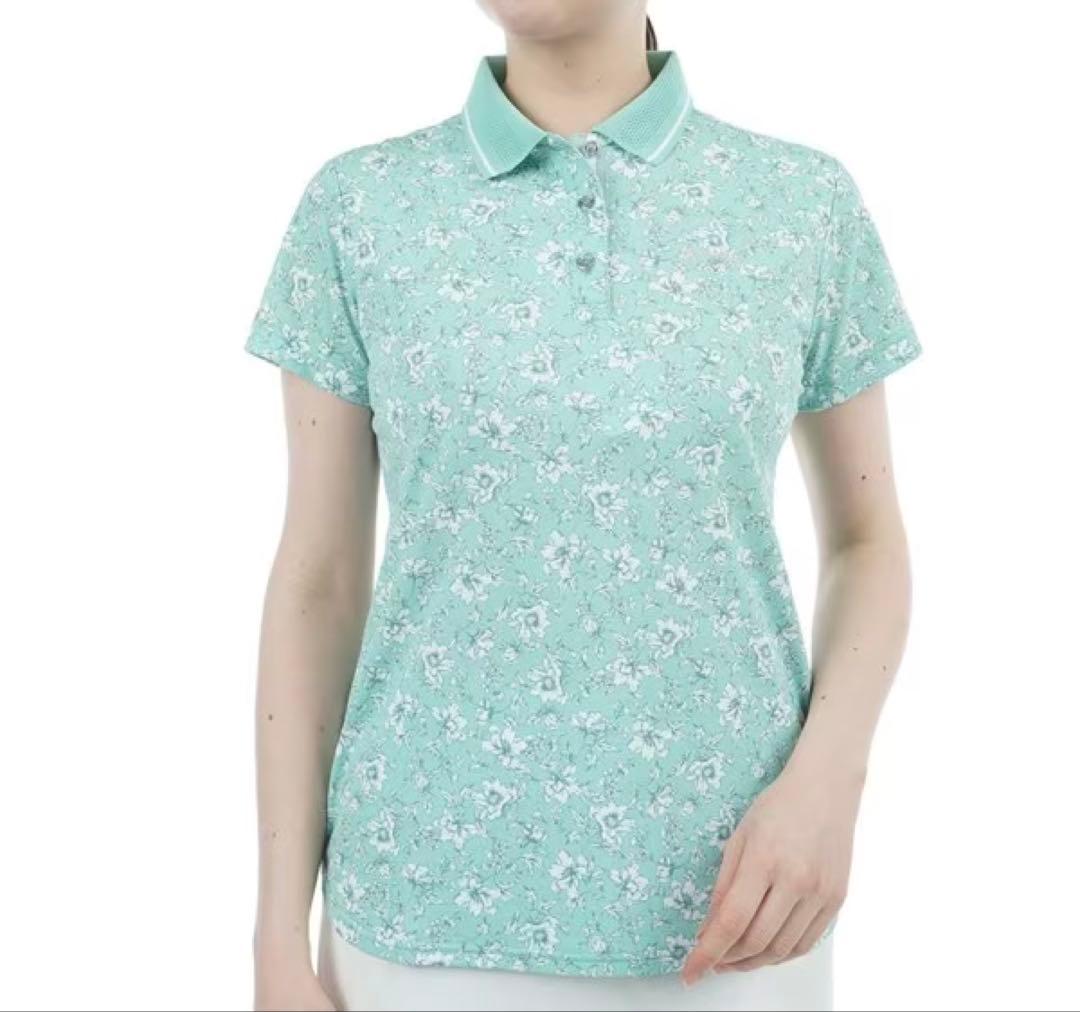 キャロウェイ　ゴルフ　花柄ポロシャツ ミントグリーン