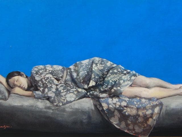 額賀加津巳、夢・眠るひと、希少な額装用画集より、新品高級額装付、状態良好