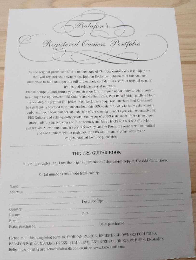 世界6000冊限定 THE PRS GUITAR BOOK これでご勘弁願います