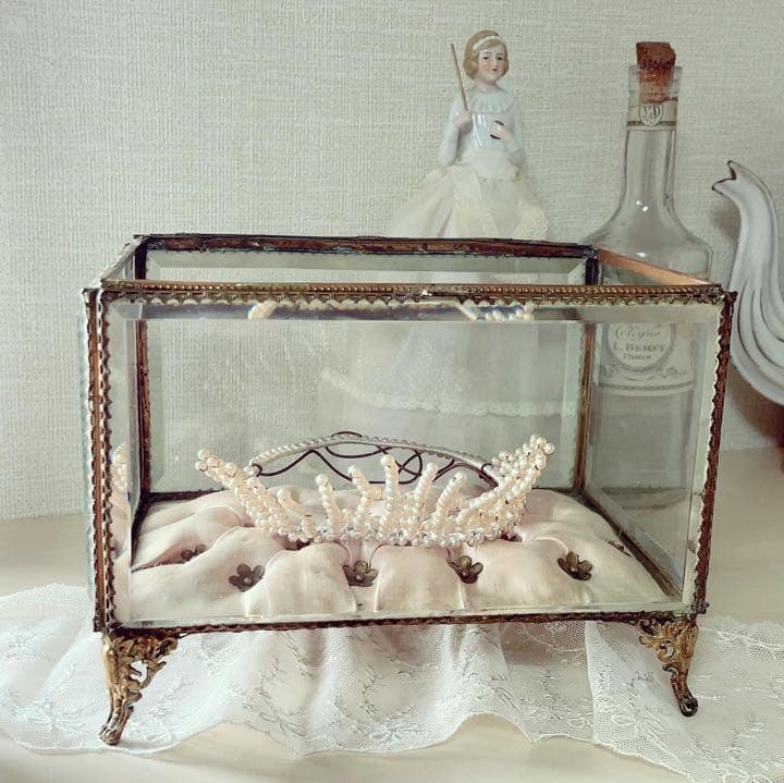 セール　フランスアンティーク　大きなジュエリーボックス　淡いピンク