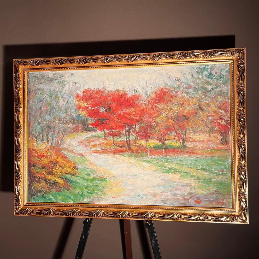 手書き油絵 山道（大）絵画 インテリア