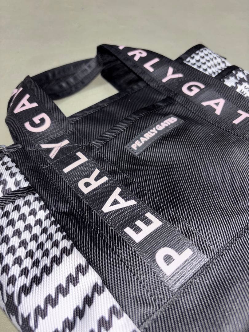 （超美品）パーリーゲイツ、グレンチェック柄シリーズ、カートバッグ、ラウンドバッグ