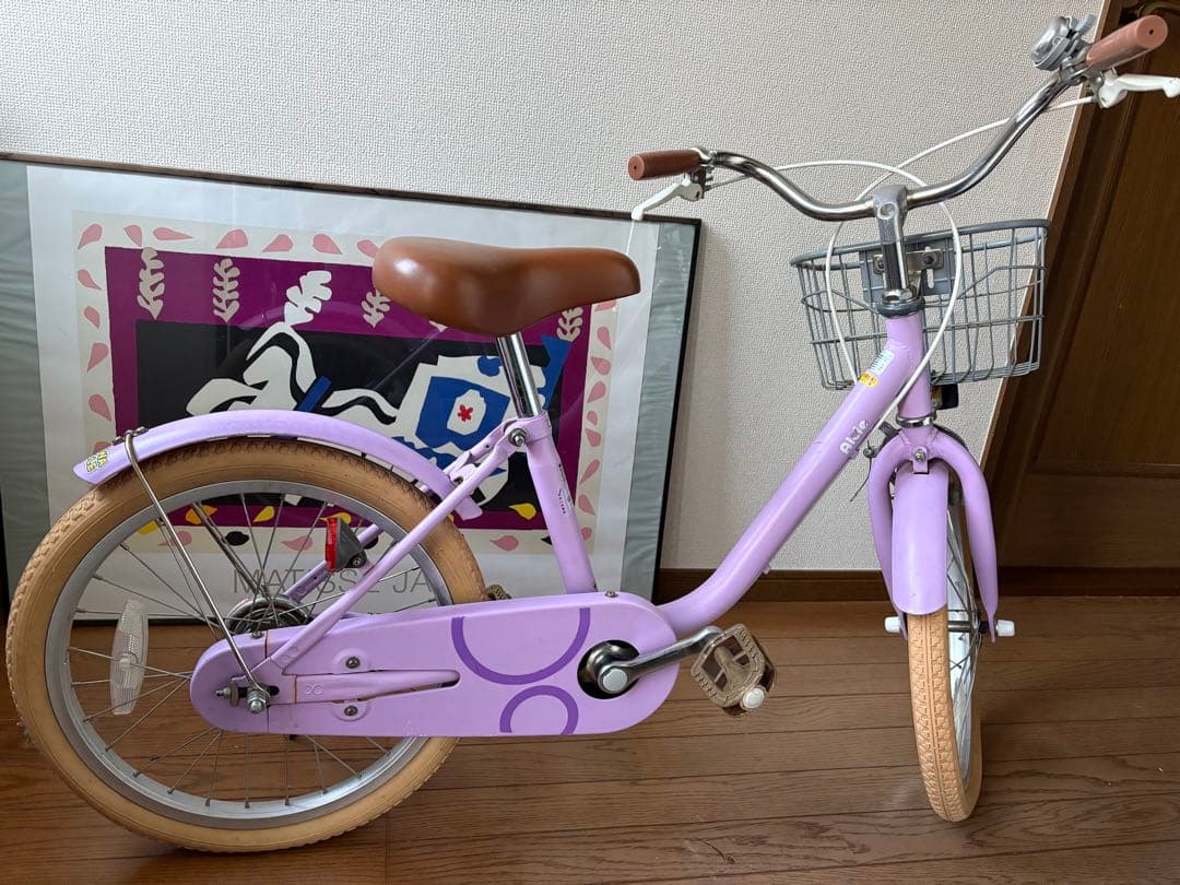 Aicle 幼児用自転車 紫色 18インチ 補助輪付き