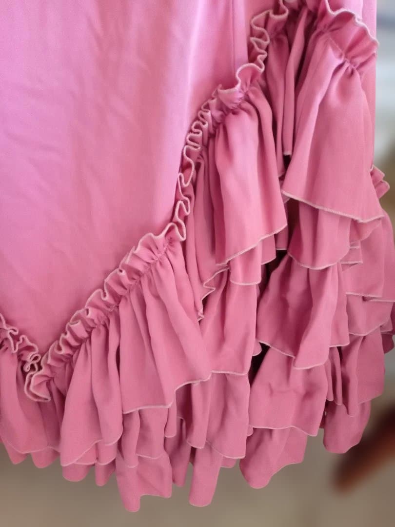 フラメンコ衣装　サーモンピンク フリンジ付き