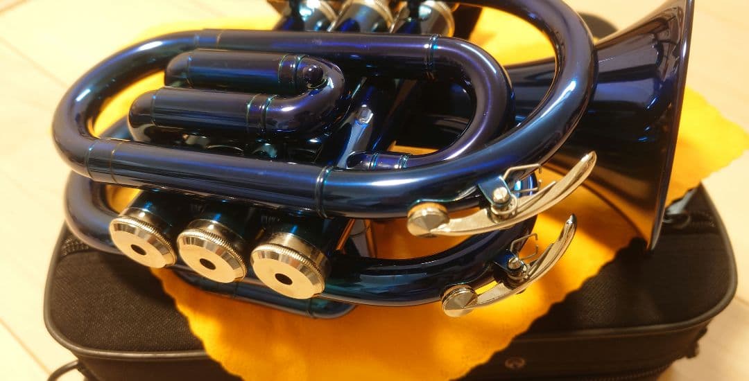 ポケットトランペット Soleil ブルー 純正ケース付き