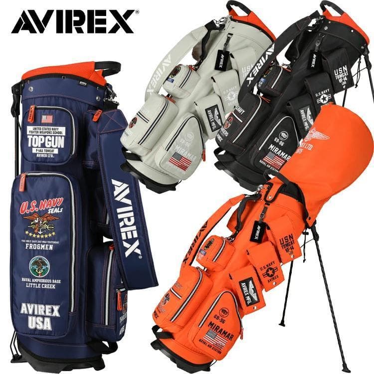 新品 AVIREX アヴィレックスゴルフ スタンド キャディバッグ ネイビー