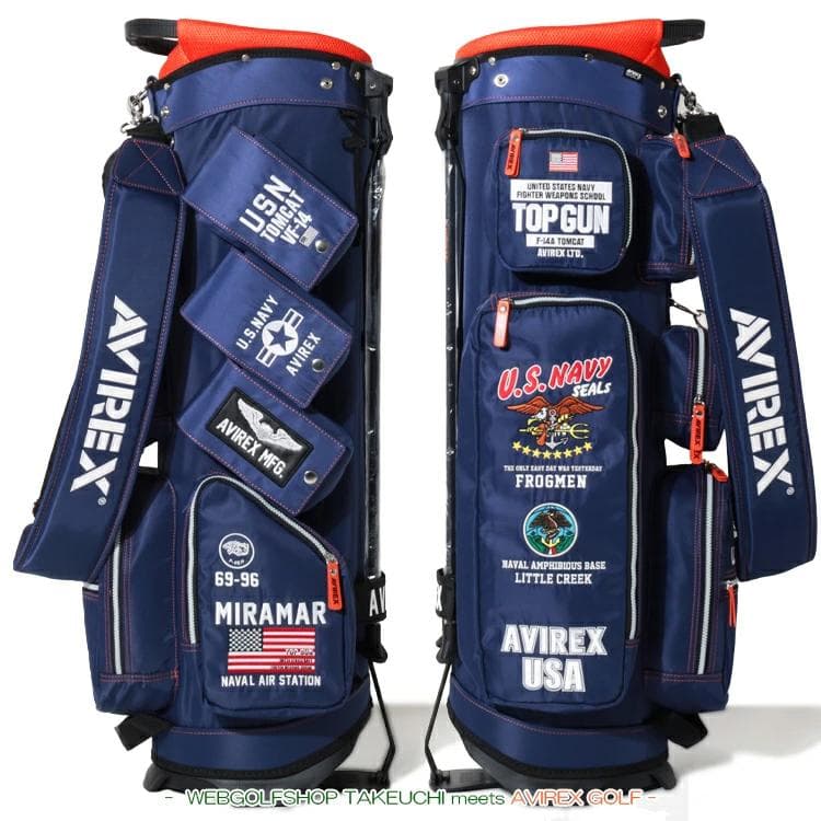 新品 AVIREX アヴィレックスゴルフ スタンド キャディバッグ ネイビー