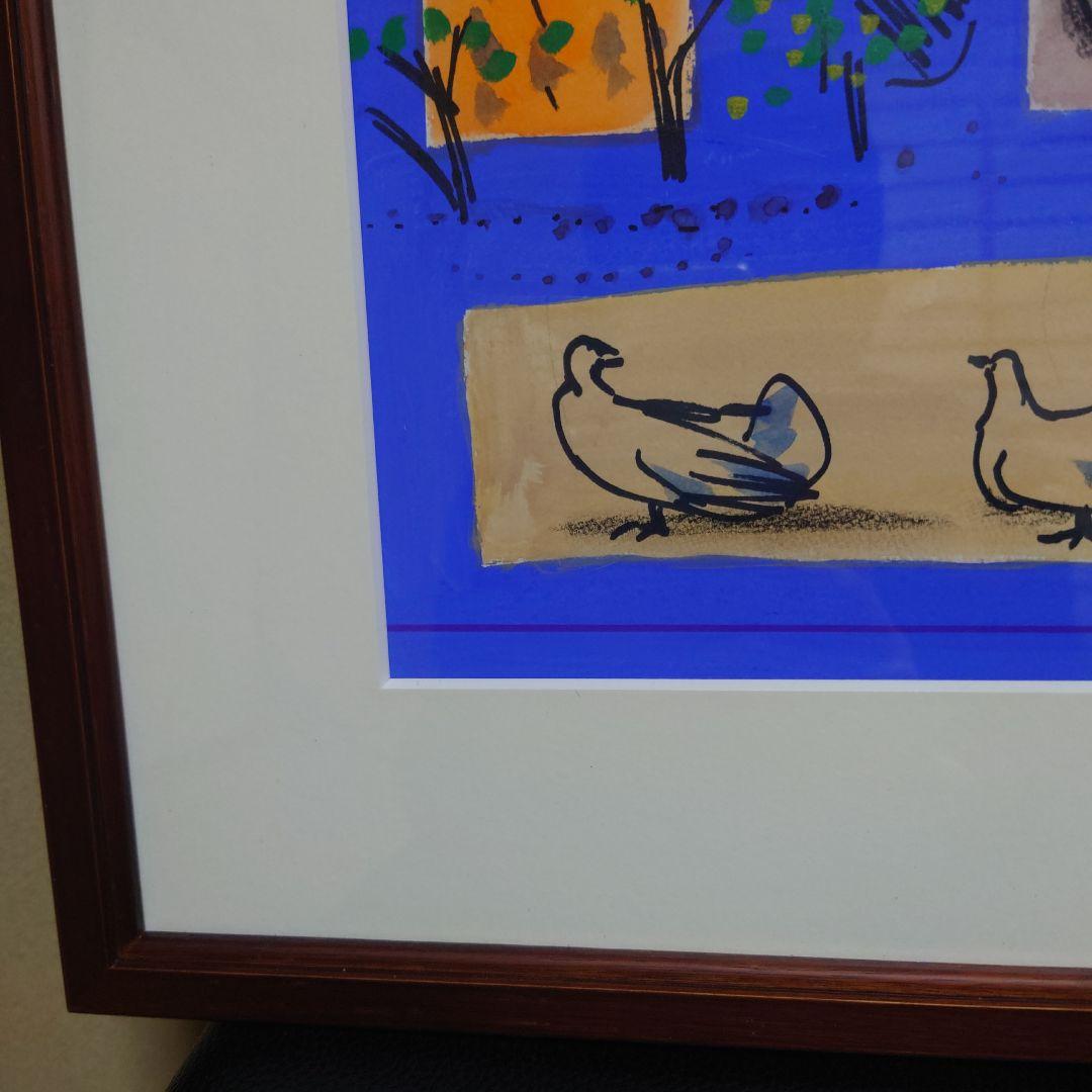 八幡三郎「中世の町」肉筆水彩画　1993年作【真作保証】