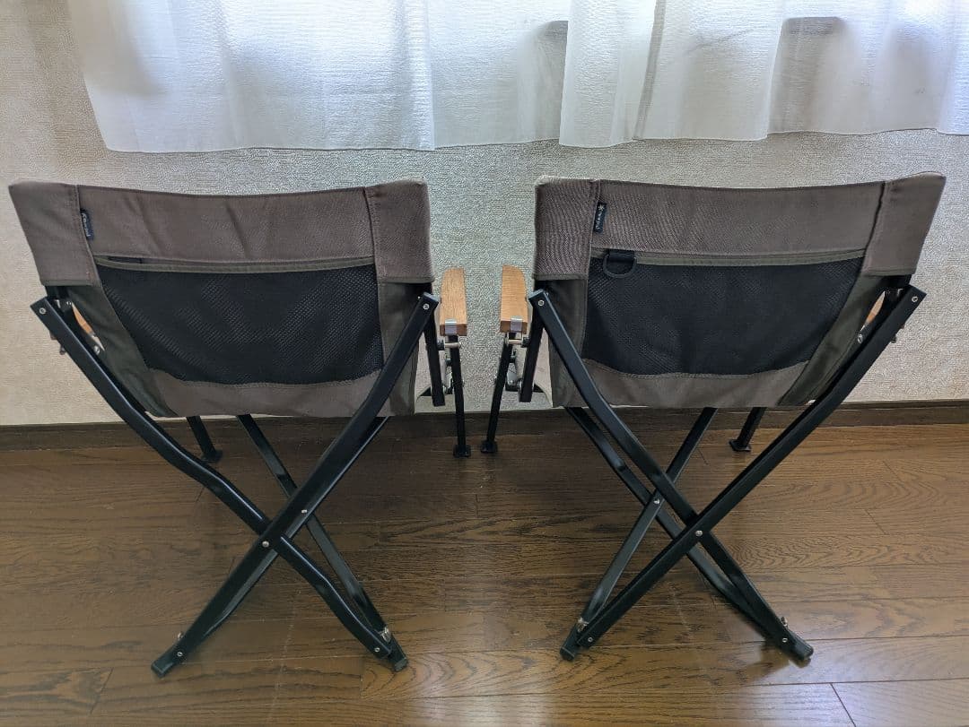 2脚セット peak ローチェア グレー ドリンクフォルダー、収納袋付