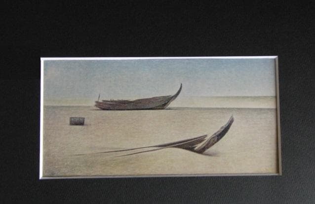 牛島憲之、【浜】、希少な大判額装用画集より、新品額装付、状態良好