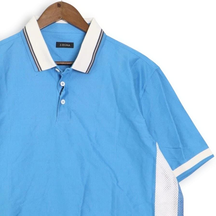 【新品】Z ZEGNA ゼニア ポロシャツ XXL　ブルー メッシュ切替　テニス
