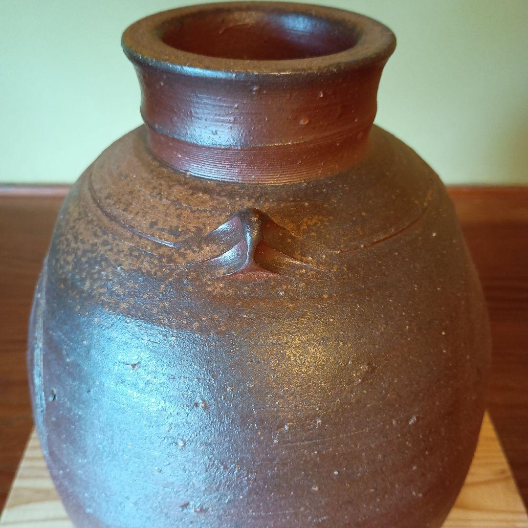 希少　藤原雄　備前擂座線文扁壺