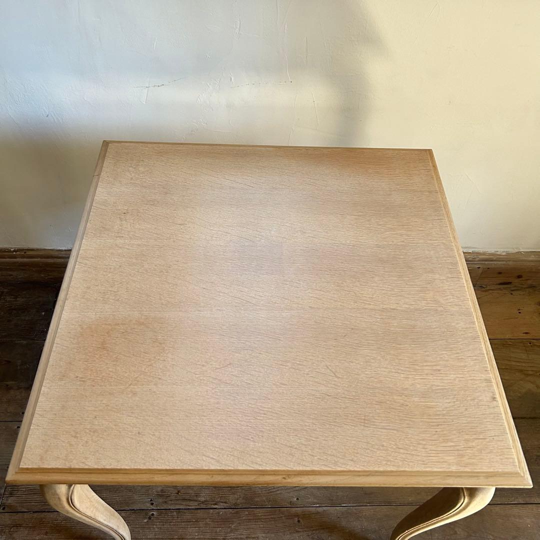 フランスアンティーク　ダイニングテーブル　スクエアテーブル　猫脚　剥離　正方形