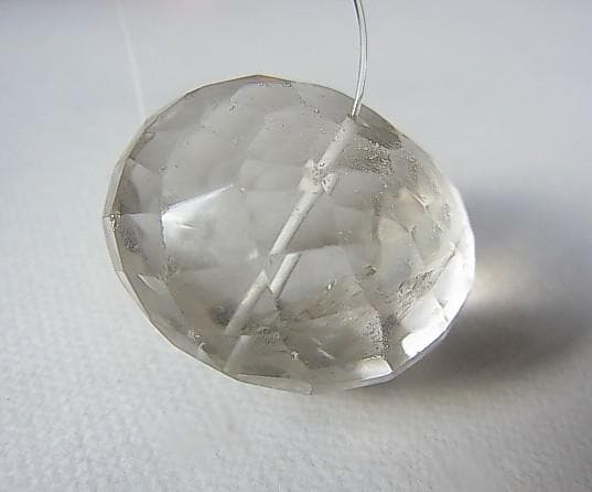 ★A3001★特大　多面カット　水晶　クォーツビーズ　 アンティーク　エスニック