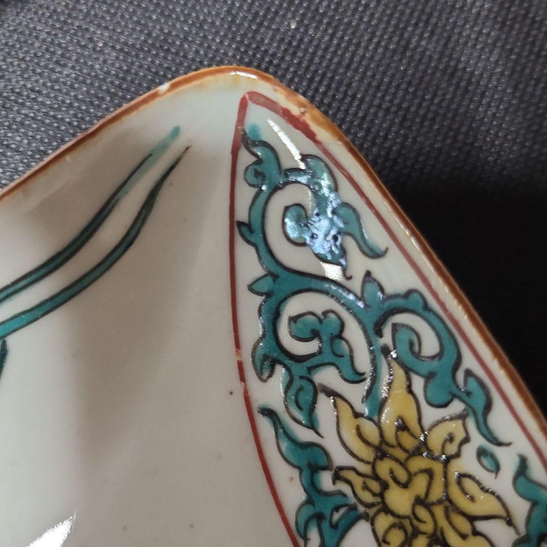 九谷焼初代須田菁華古九谷色絵菱形皿5枚