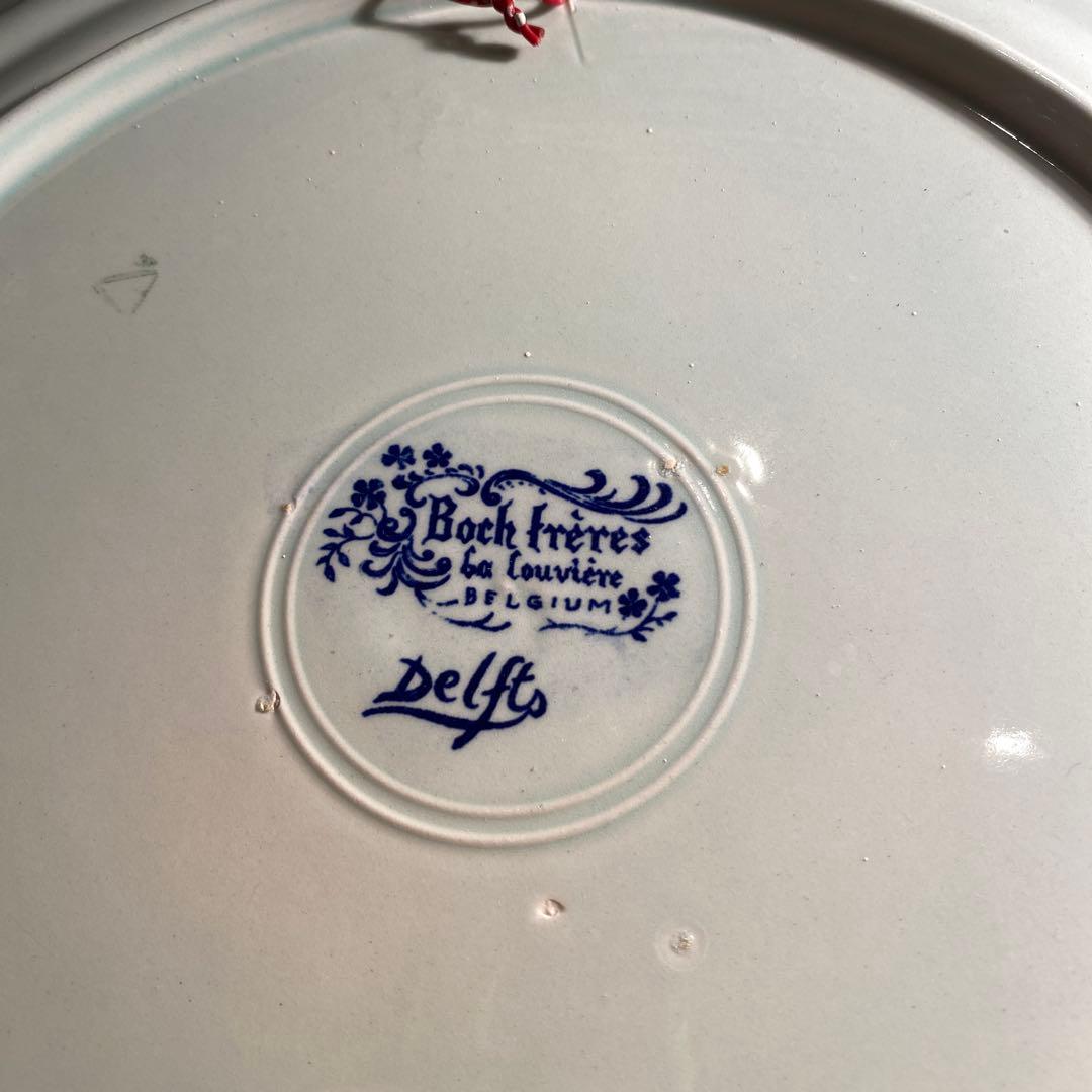 アンティーク デルフト焼き 34cm壁掛け飾り皿 漁師 アート 美品