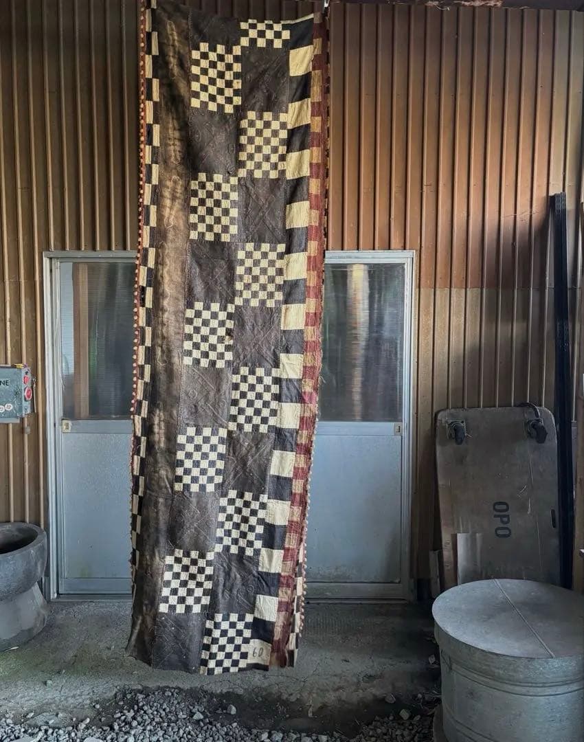 545 アフリカヴィンテージ クバ王国 プショング族 マフェル 王族衣装 市松