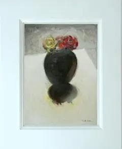 油絵 菅家令子 絵 絵画 インテリア uF6-071002 花 ばら