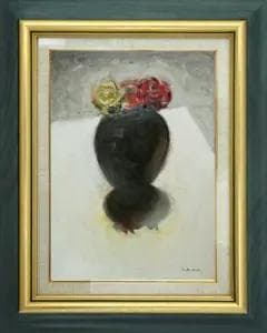 油絵 菅家令子 絵 絵画 インテリア uF6-071002 花 ばら