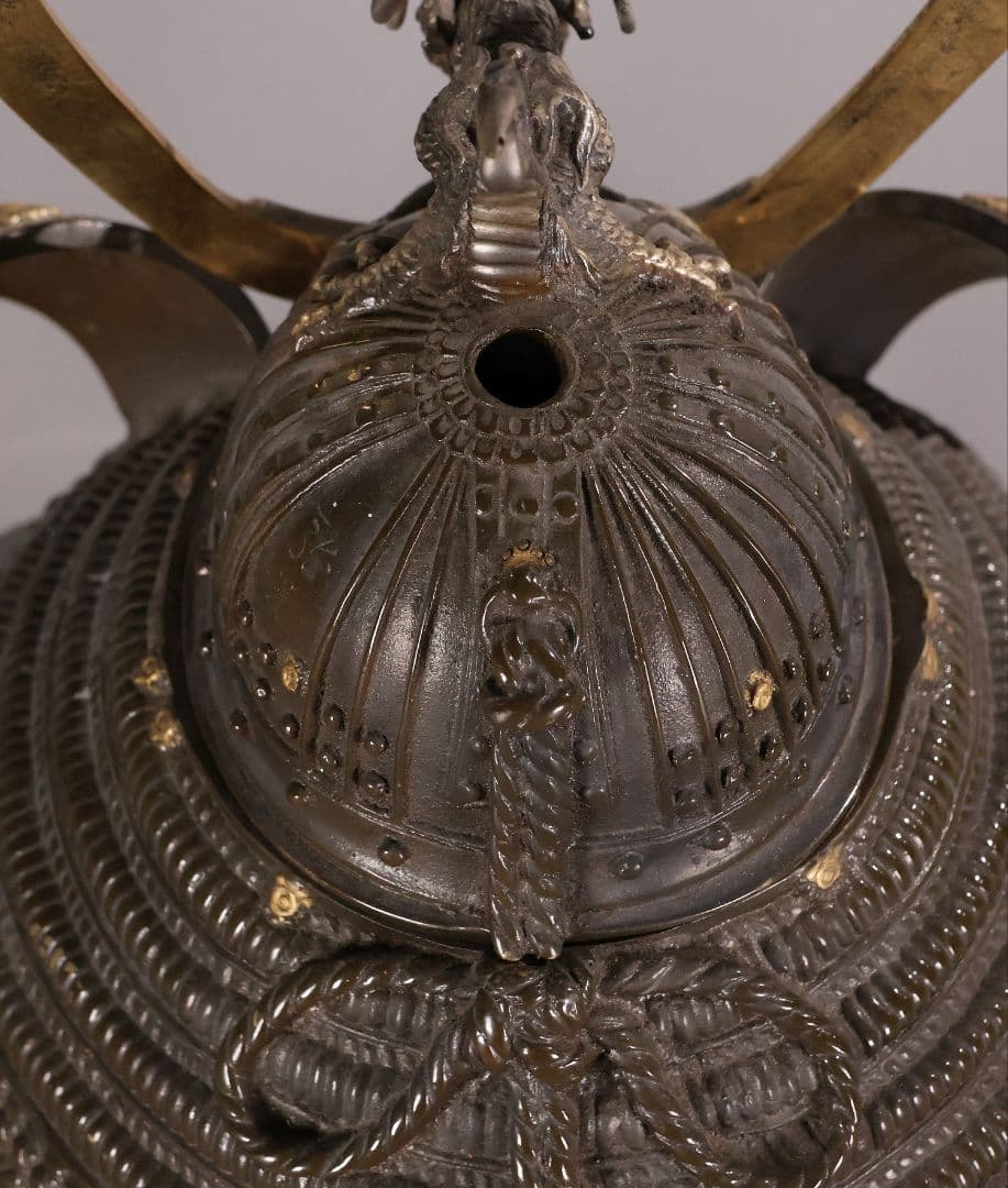 金工 龍光堂造 銅製 兜形 香炉 5374g 香道具 香爐 置物【MA756】