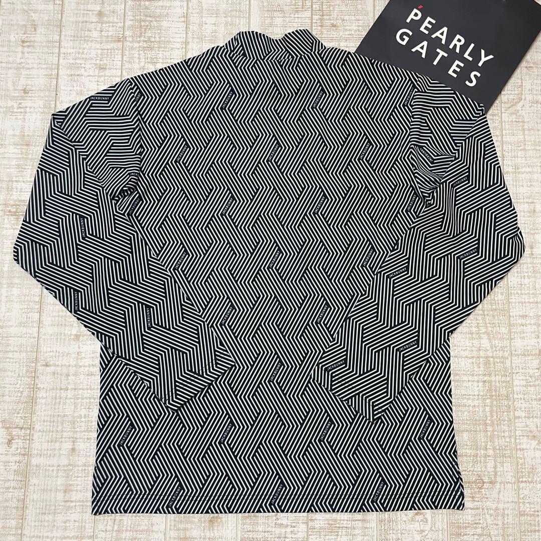 新品 ジャックバニー 長袖モックネック 総柄 ネイビー Lサイズ（5）