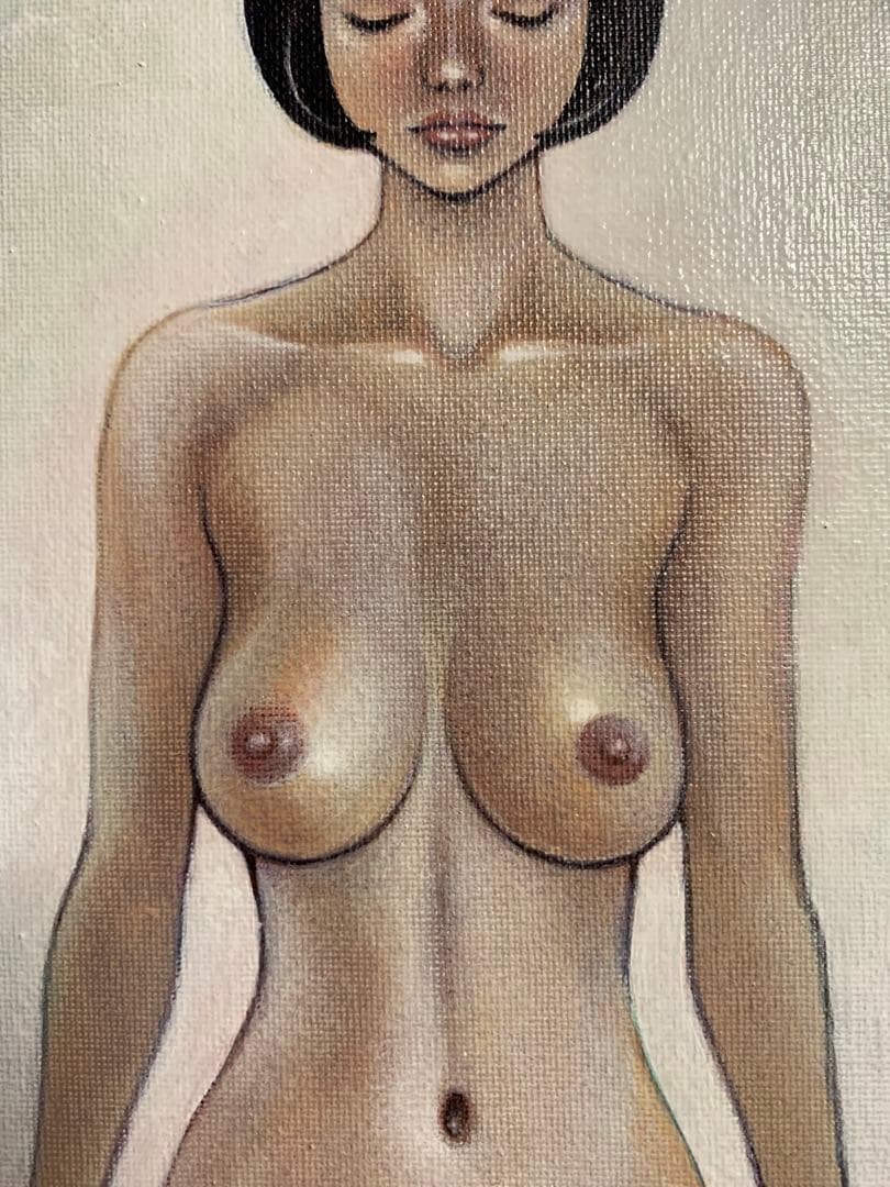 額入り　アクリル画　裸婦　美人画