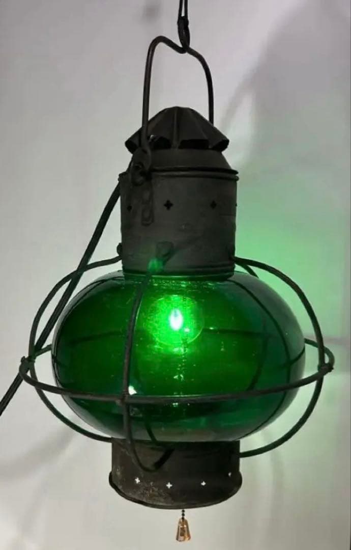 昭和レトロ　船舶用ランタン（吊り下げ/平置き100V電源点灯改造）＜25b14＞