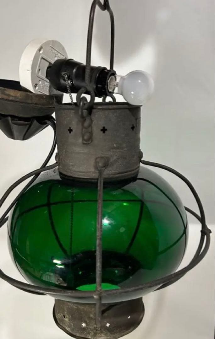 昭和レトロ　船舶用ランタン（吊り下げ/平置き100V電源点灯改造）＜25b14＞