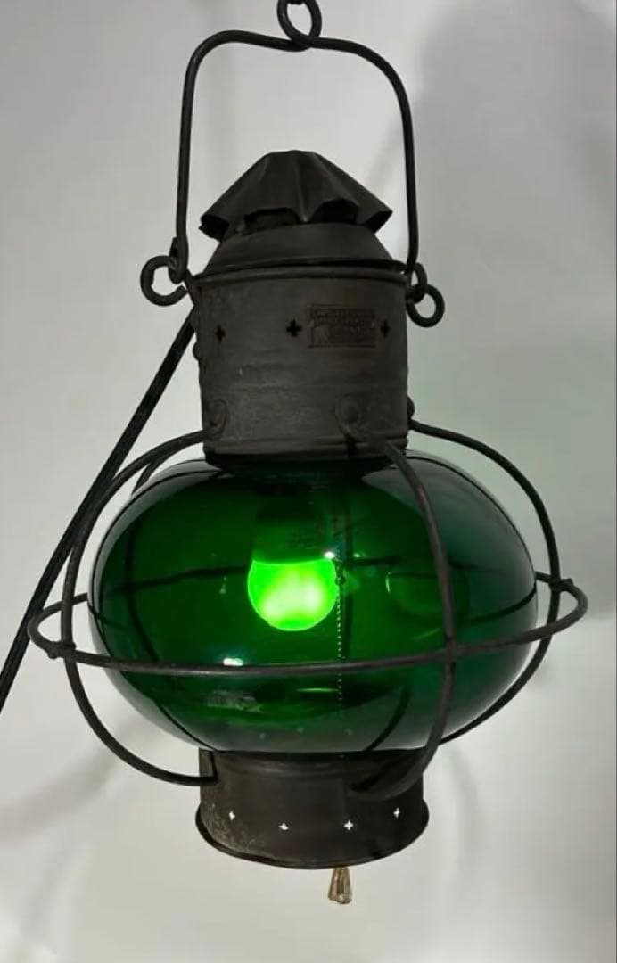 昭和レトロ　船舶用ランタン（吊り下げ/平置き100V電源点灯改造）＜25b14＞