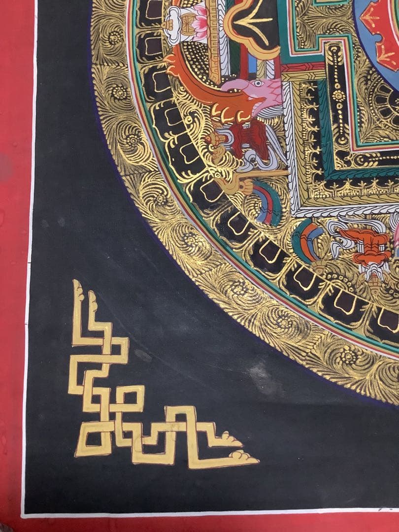 《 チベット密教　新品　1点物 》 手描き　曼荼羅　梵字　法具　仏画　仏教　b1