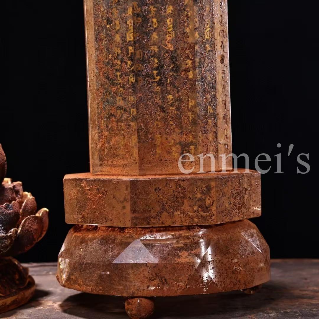 中国古美術·古水晶彫刻款・描金・釈迦牟尼仏祖 舍利塔 セット・金剛舍利子附・細工