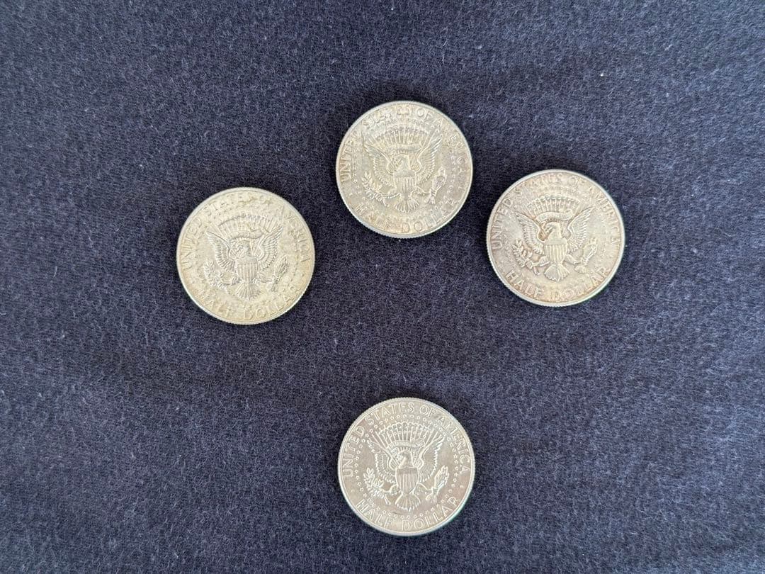 【銀価格高騰中】米国ケネディ銀貨 4枚セット (1964年 90%銀貨入り)