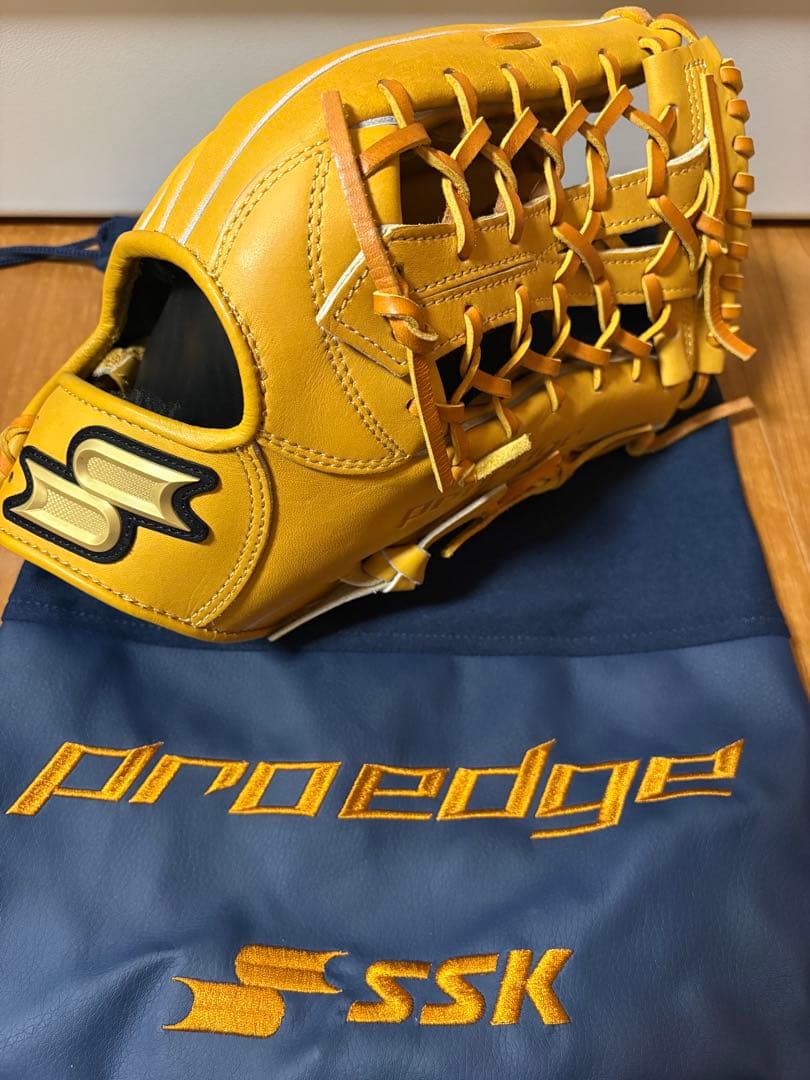 SSK proedge 軟式グローブ イエロー 収納袋付き