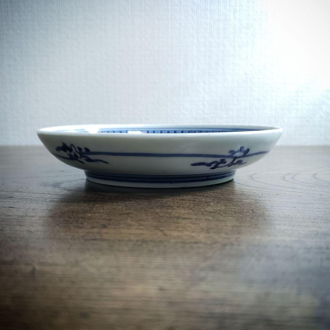 皿 染付　花唐草　古伊万里　小皿　訳あり　ニュウ　直し