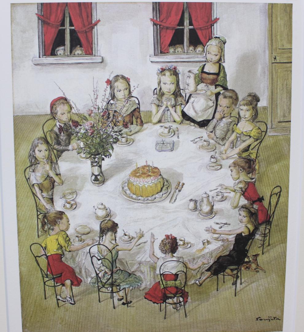 藤田嗣治 エスタンプリトグラフ「誕生日」 75部限定 45/75