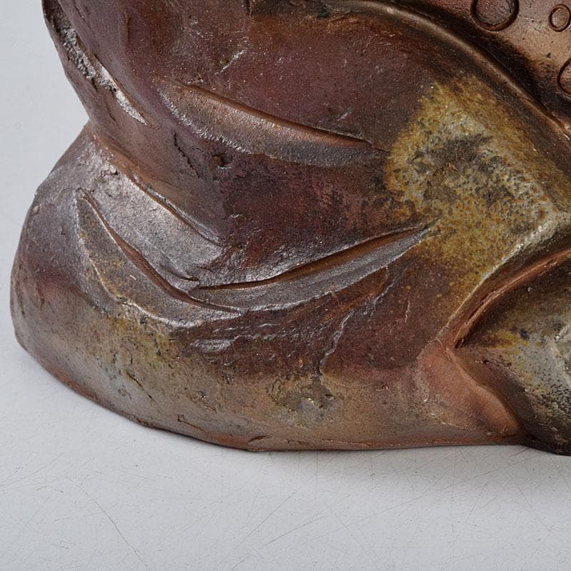 備前焼　福助　置物　縁起物　高さ約16.5㎝　在銘　V　9094