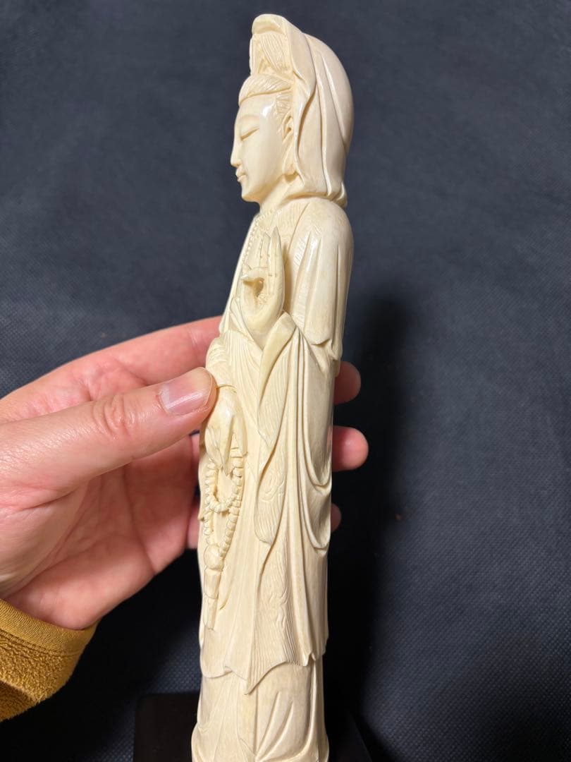 極上古美術品　マンモス　観音菩薩立像 531g 27cm