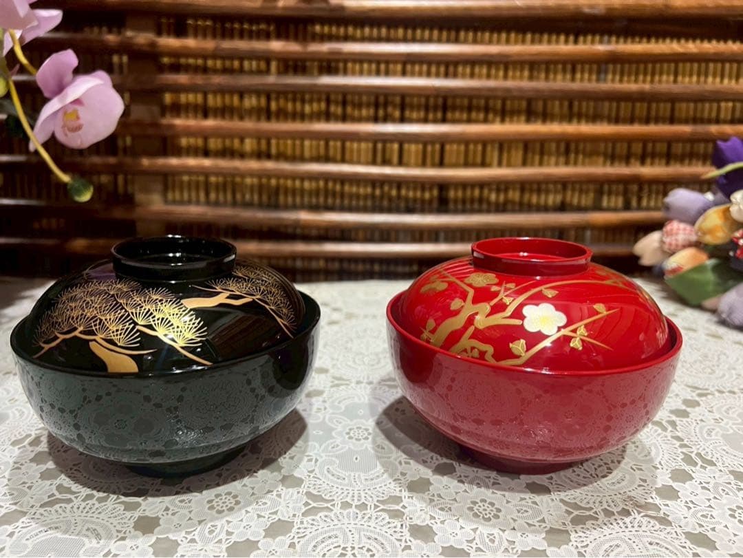 新品 未使用 京漆匠 平安 象彦 松梅 久美椀 セット 蓋付 吸物椀 高級