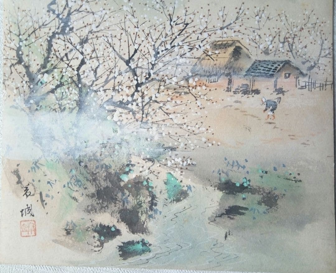 名古屋の画家浅見香城の風景画紙本日本画(まくり）全8枚売り、本物