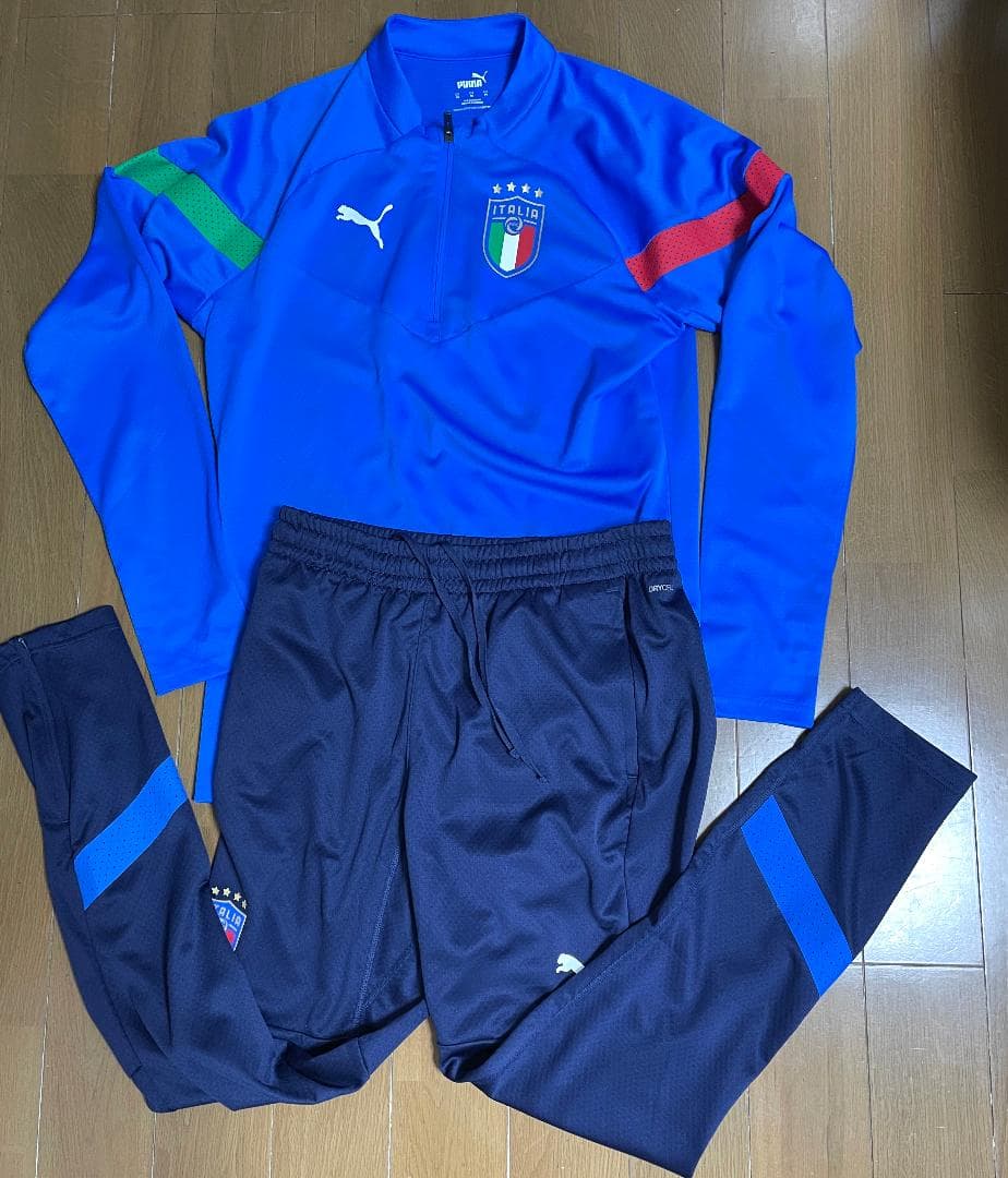 イタリア代表 2022 ハーフジップトレーニング上下 ブルー 海外Ｍ 正規品