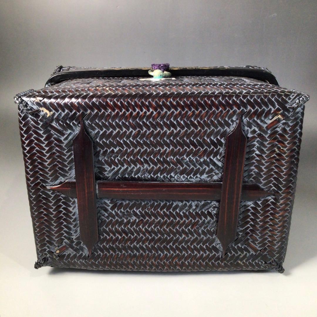 Ｓ１２１　御所籠　『和田鱗司作』『利休形』『竹茶籠』『茶器揃』　共箱　茶道具