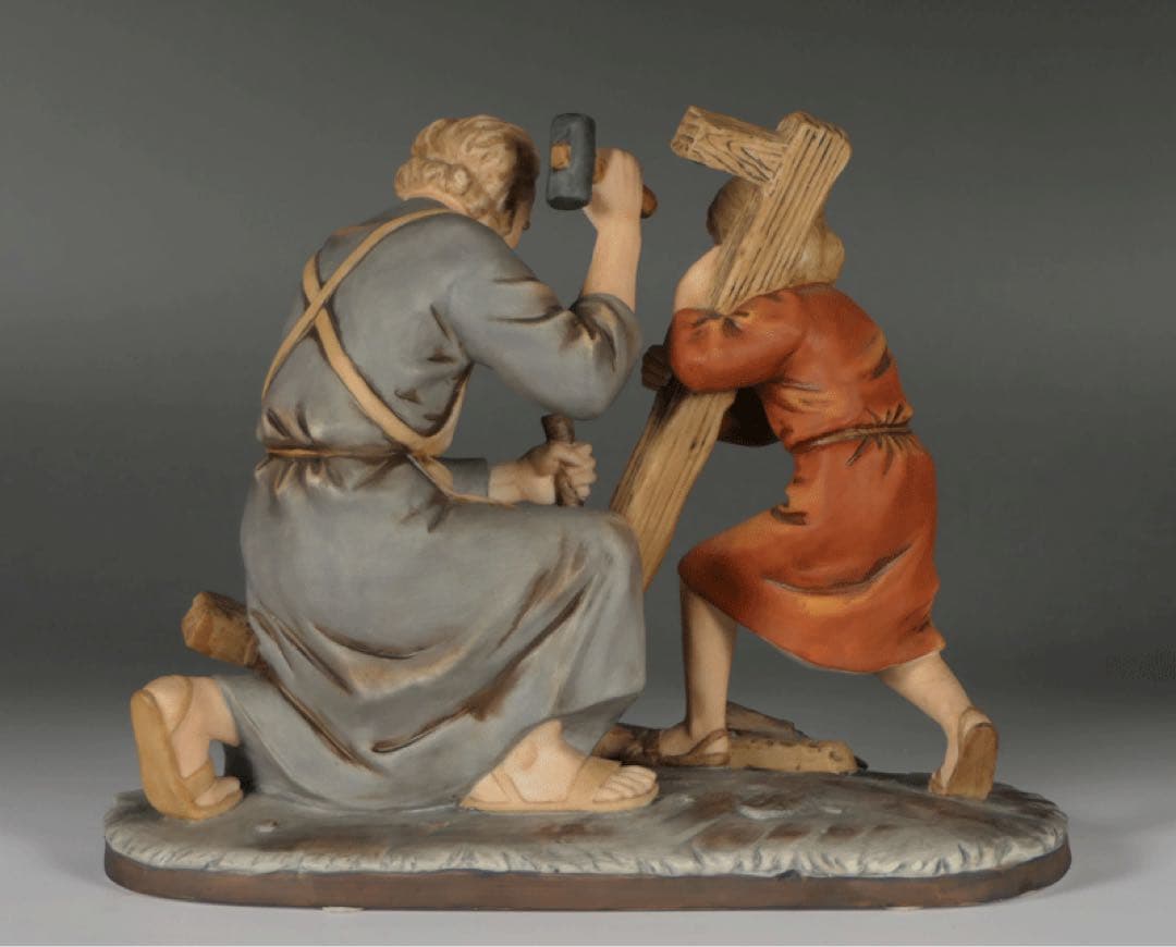 【聖父子 イエスとヨセフ 】 陶器 西洋彫刻 キリスト教美術