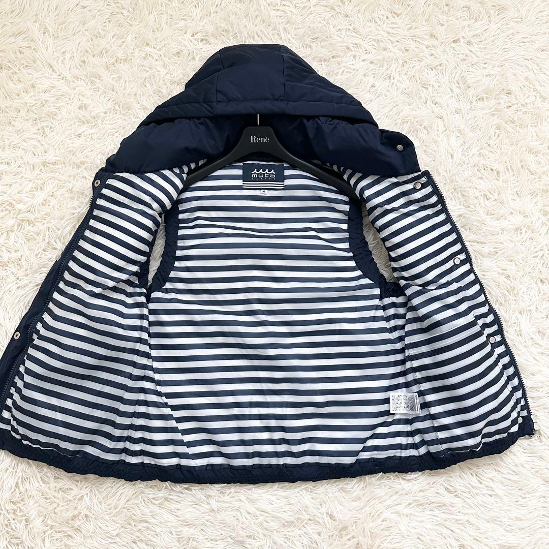 ムータマリン 2way ダウンベスト 裏地ストライプ ネイビー M
