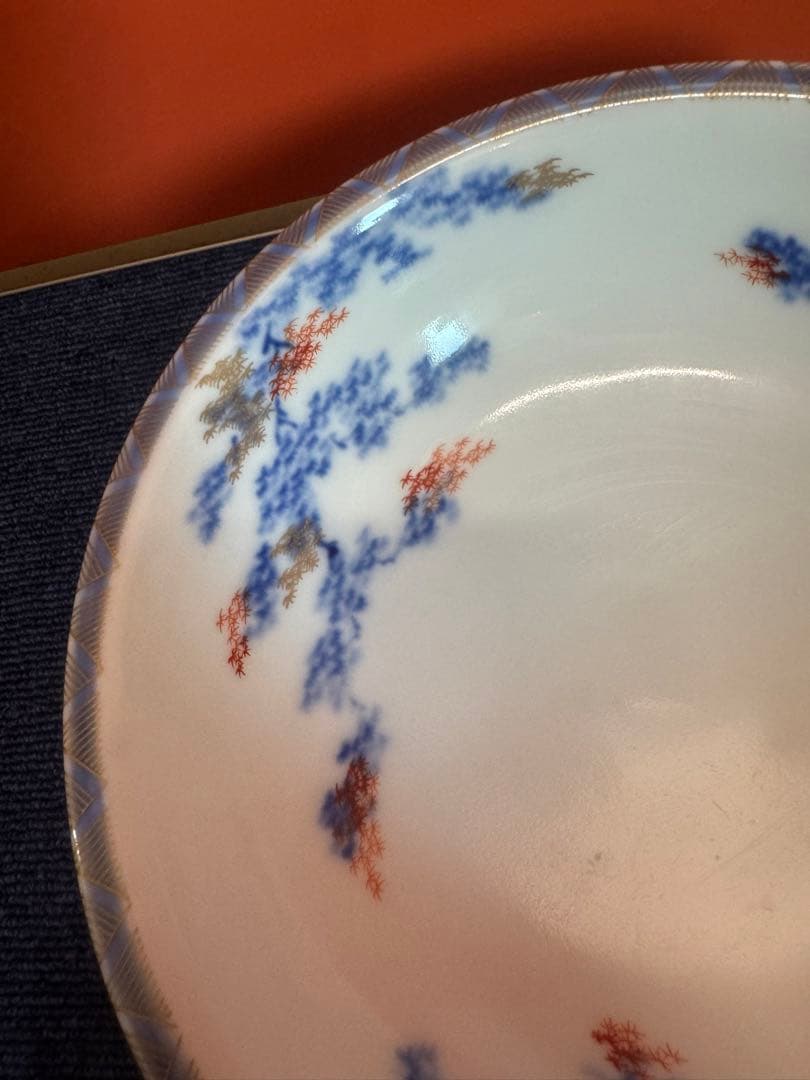 2058 オールド深川製磁　染付紅葉　鉢　時代物