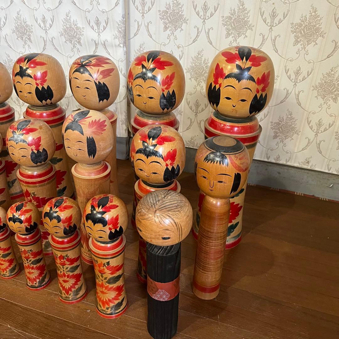 【アンティーク】創作こけし コケシ 18本まとめ 工芸品 置物 民芸品 小芥子