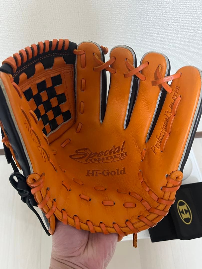 Hi-Gold 特注 軟式グローブ 黒/オレンジ