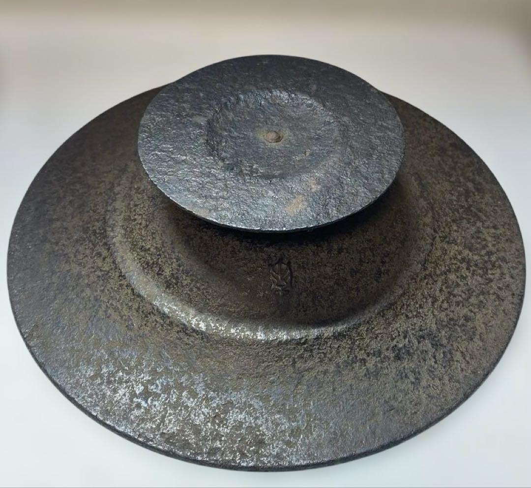 南部鋳物 3代目高橋萬治 作 円形蓋付製品 印有り アンティーク 非常に希少品