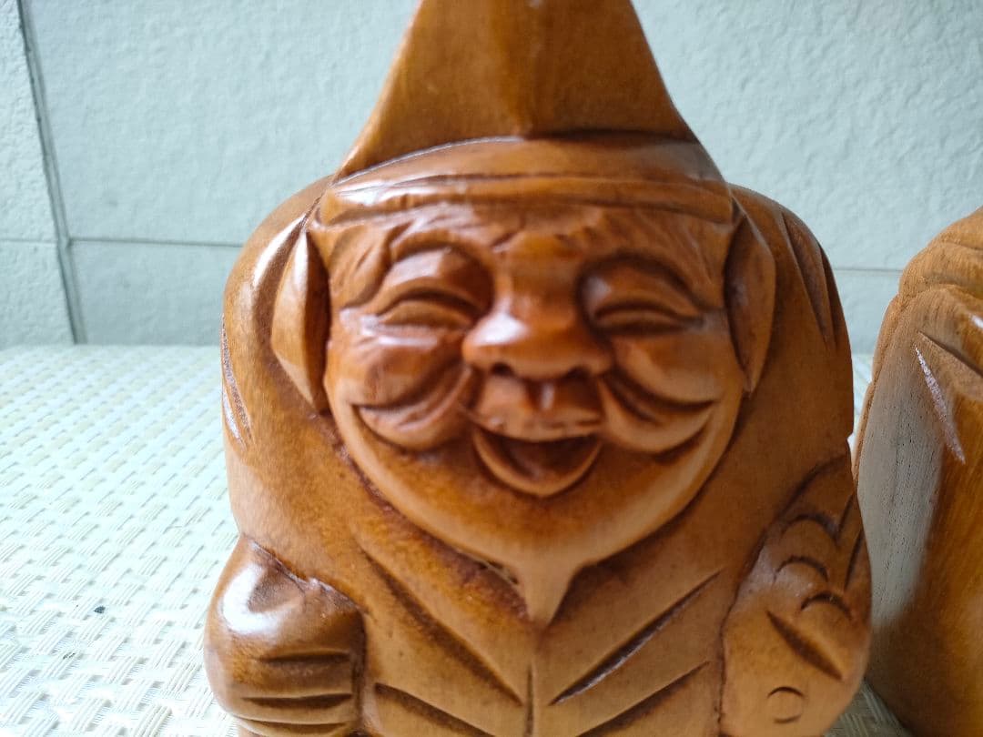 ●【希少・一対】木彫り 縁起人形 大黒天 恵比寿様 夫婦像 民芸 開運 商売繁盛